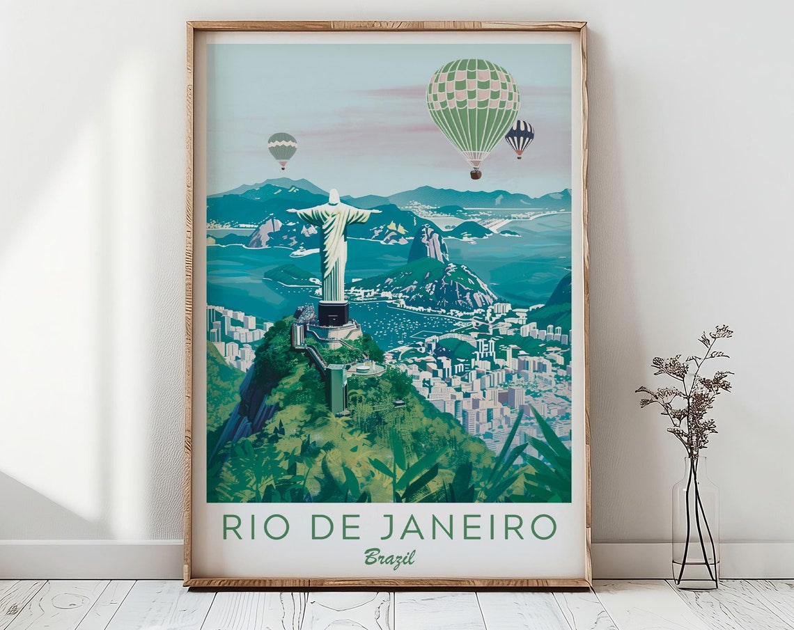 Rio De Janeiro Illustration Brazil Travel Print Brazil Wall Art Christ The Redeemer Rio De Janeiro Print Brazilian Travel Art Rio Print