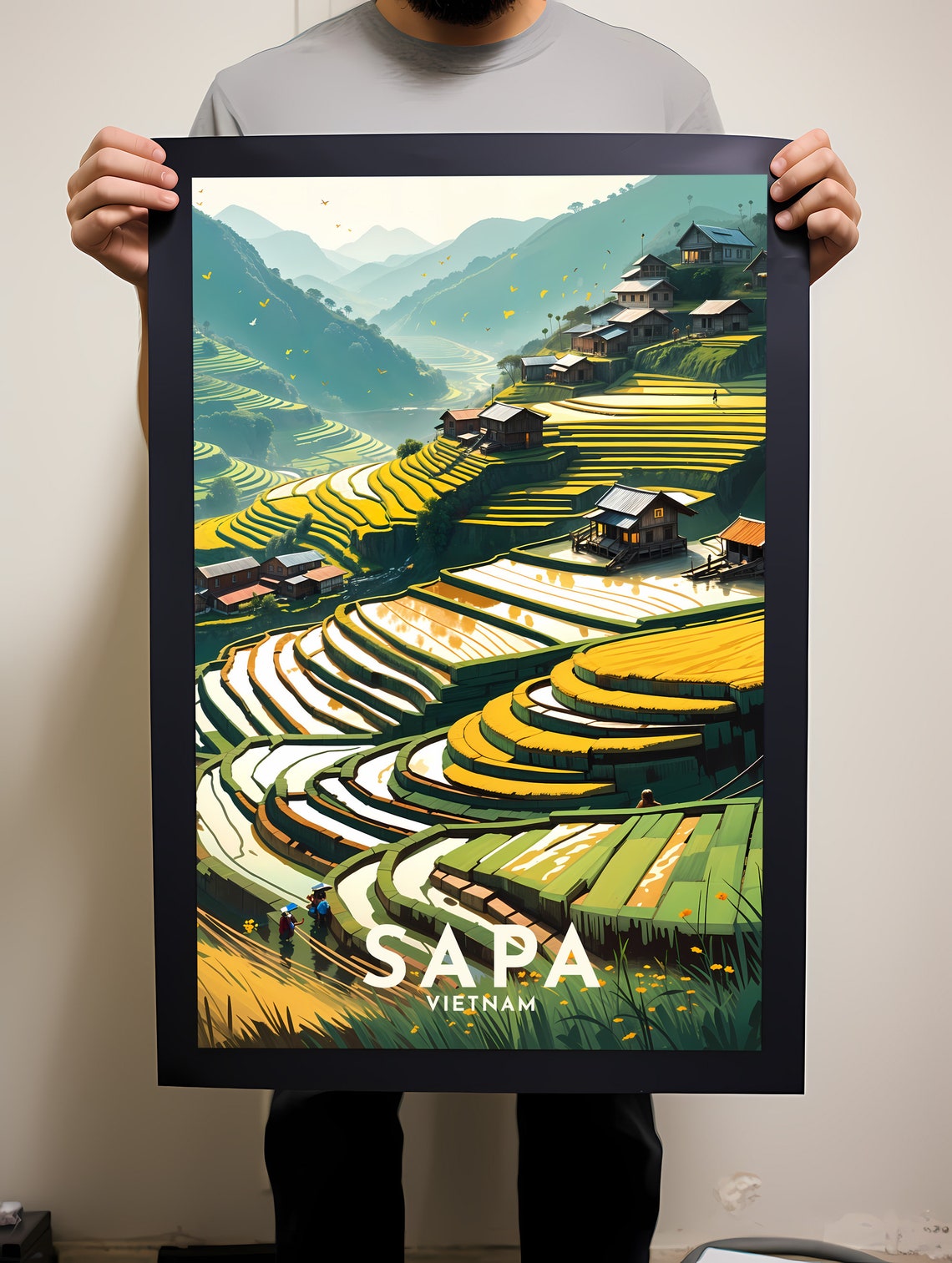 Sapa Vietnam Golden Rice Terraces Mountain Harvest Travel Poster - Image 2
