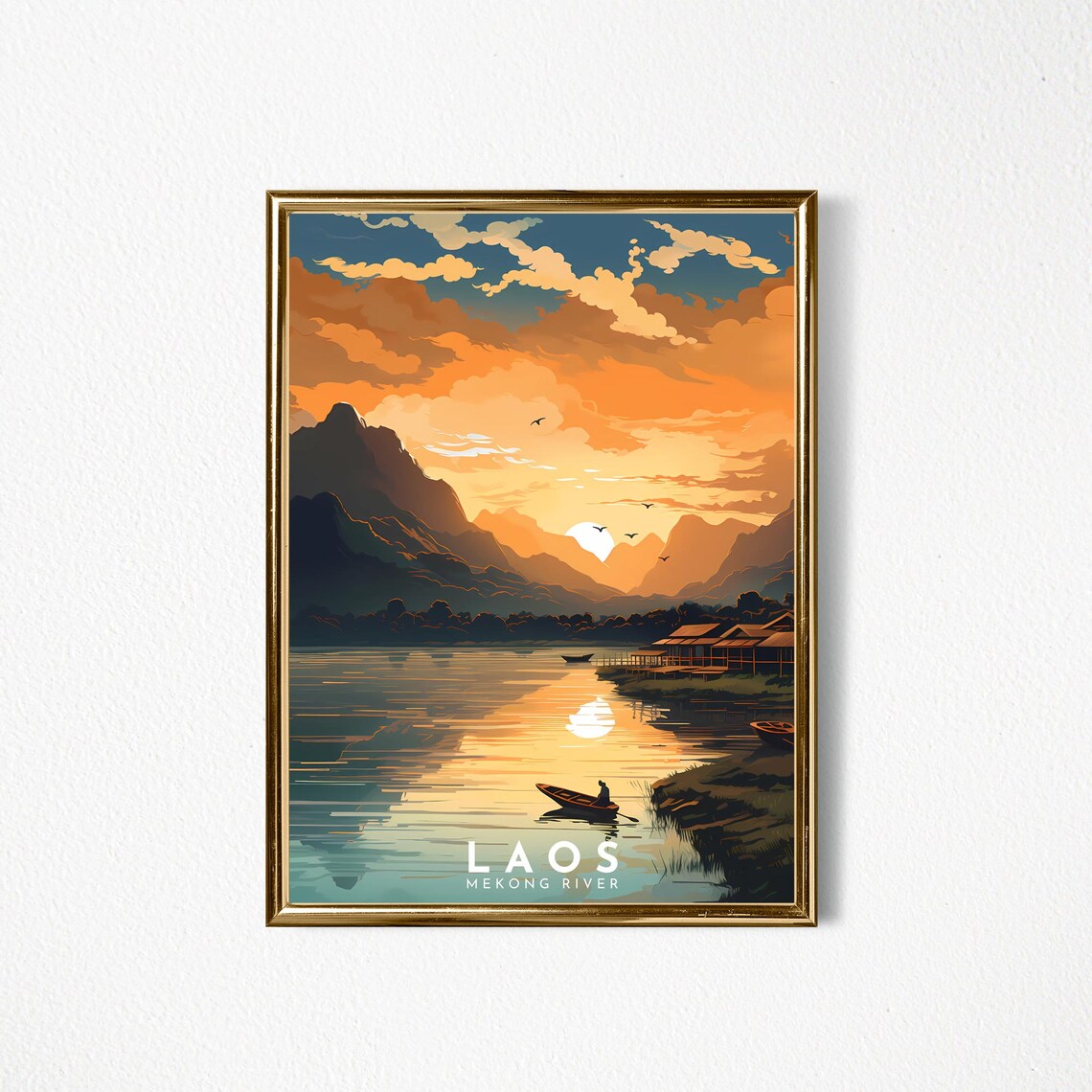 Laos Mekong Retro Travel Poster, Asia Wall Print - Image 2