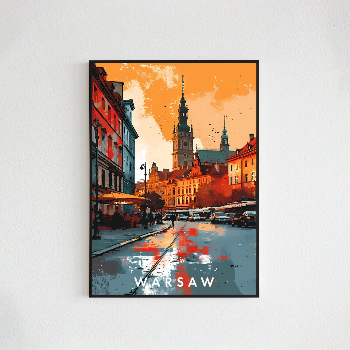 Warsaw Travel Poster, Retro Poland Art Print - Image 2