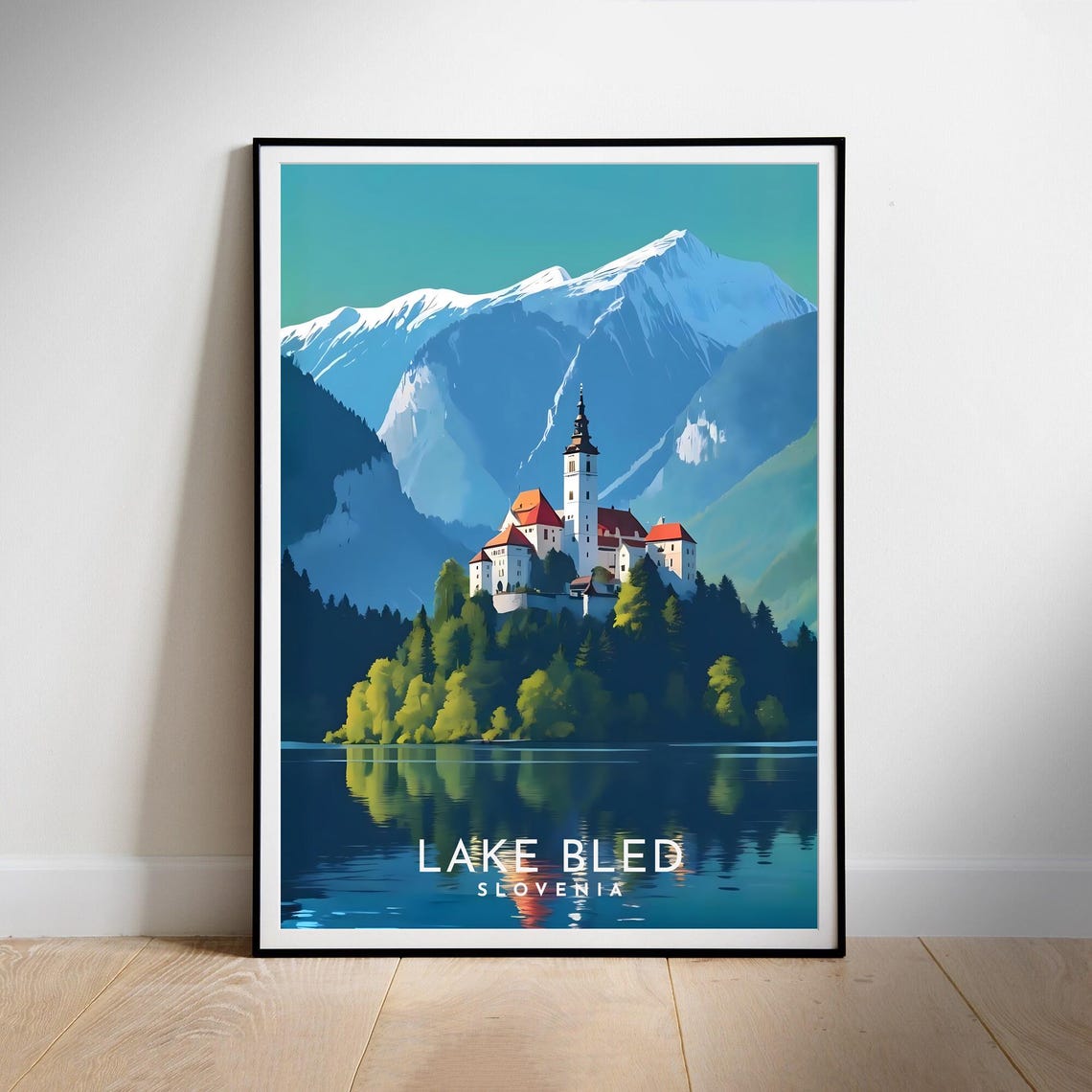 Lake Bled Slovenia Island Church Alpine Lake Mirror Reflection Poster
