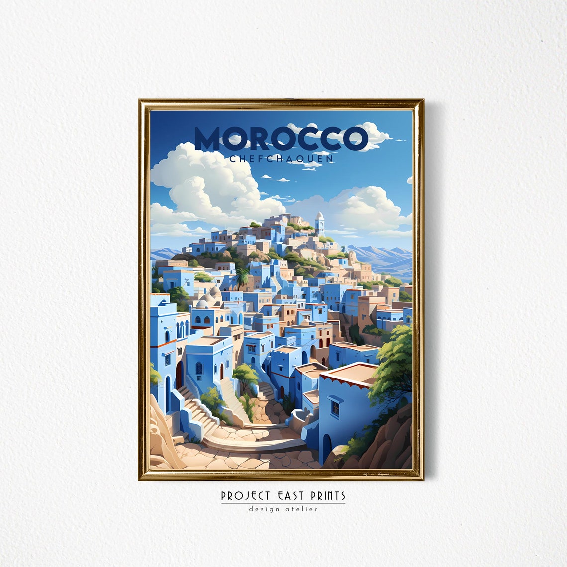 Chefchaouen Morocco Blue City Mountain Hillside Travel Poster - Image 2