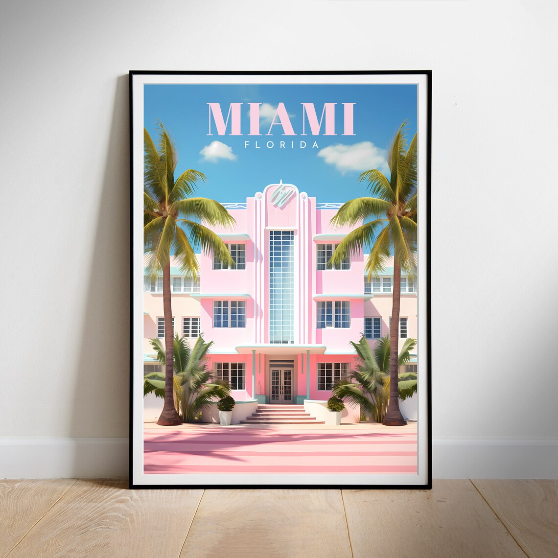 Miami Vintage Art Deco Travel Poster Print