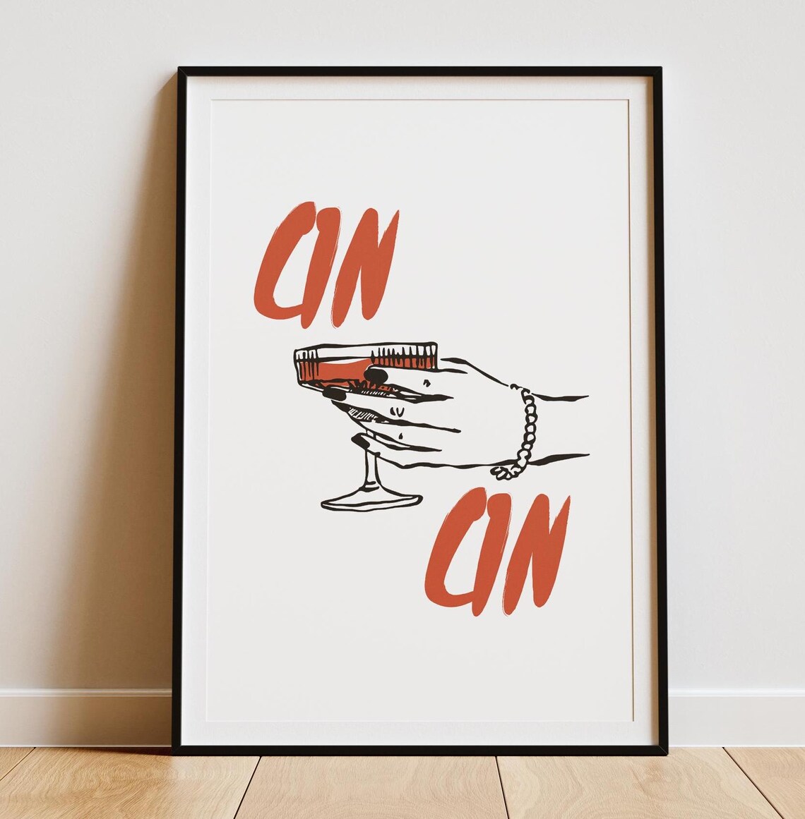 Cin Cin Hand Holding Cocktail Coupe Chic Toast Bar Cart Poster