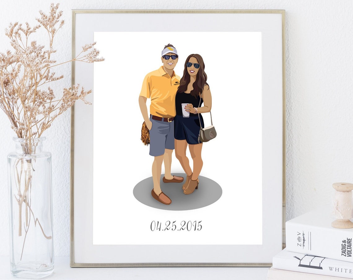 Keisha and Anthony Custom Couple Illustration Portrait Print - Image 5