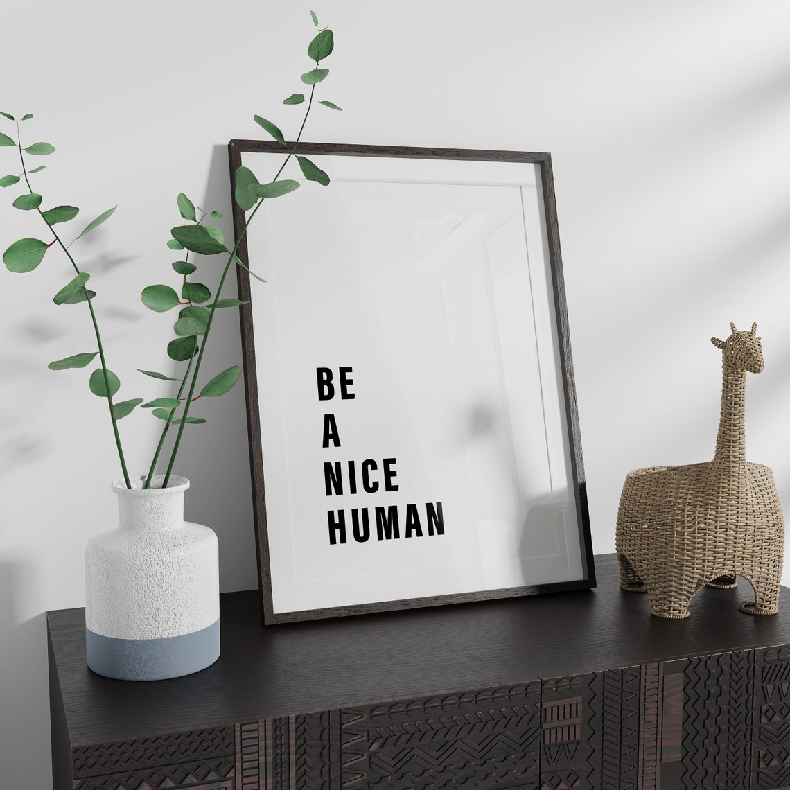 Be A Nice Human Bold Motivational Kindness Quote Minimalist Poster - Image 2