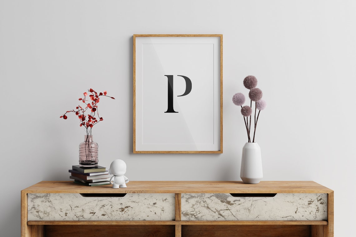 Letter P Bold Serif Monogram Initial Alphabet Minimalist Poster - Image 3