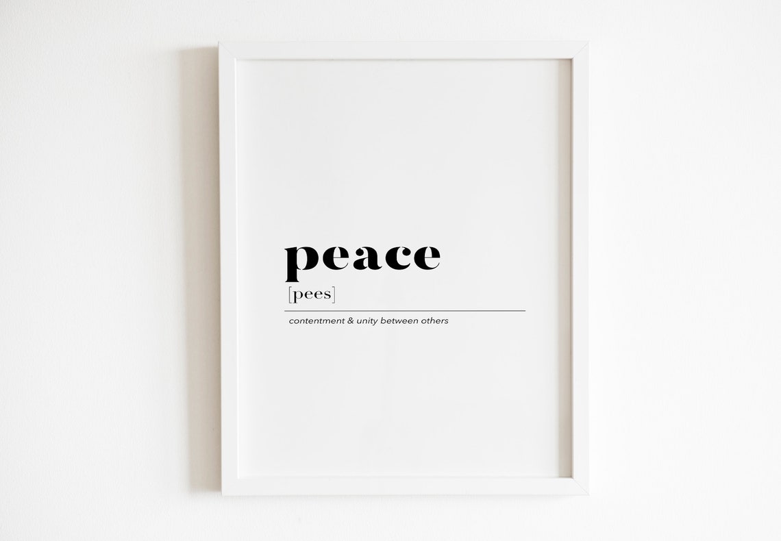 Peace Dictionary Definition Calming Word Meaning Minimalist Wall Art