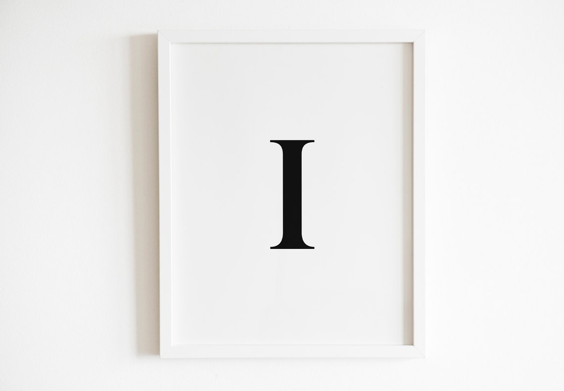 Letter I Modern Serif Monogram Initial Typography Wall Poster