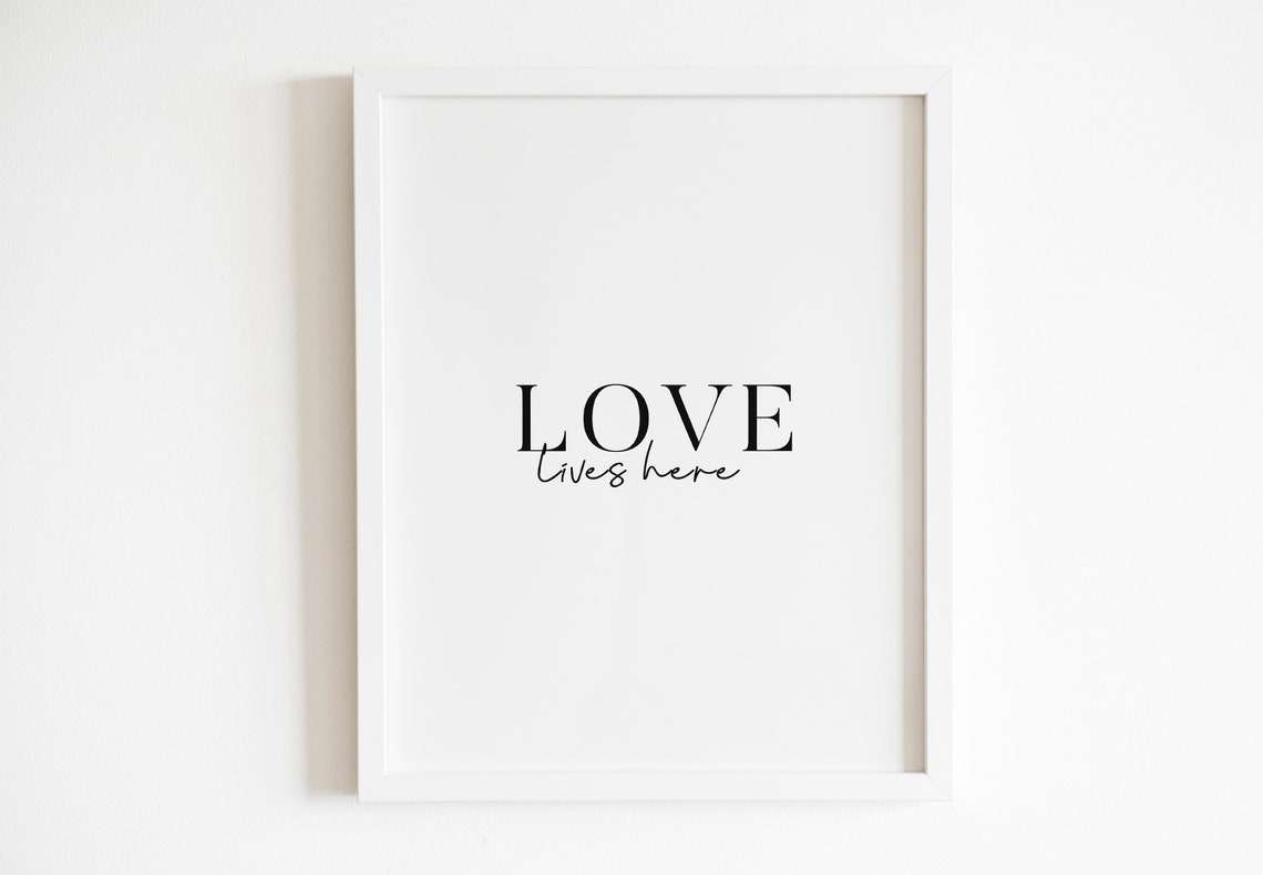 Love Lives Here Sweet Cozy Home Mixed Script Typography Wall Art