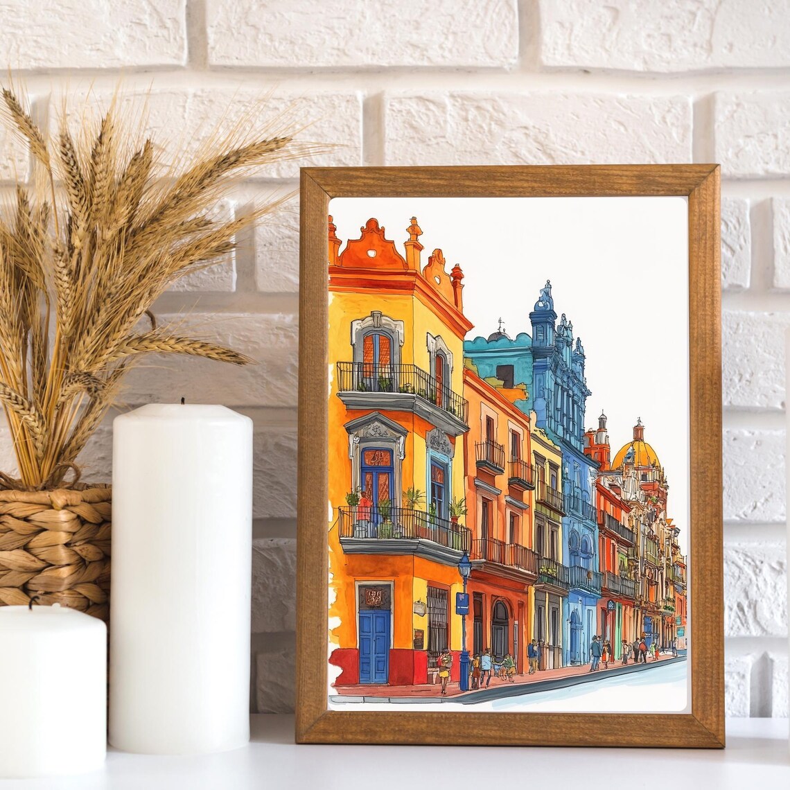 Mexico City Historic Center Colorful Colonial Street Scene Poster - Image 3
