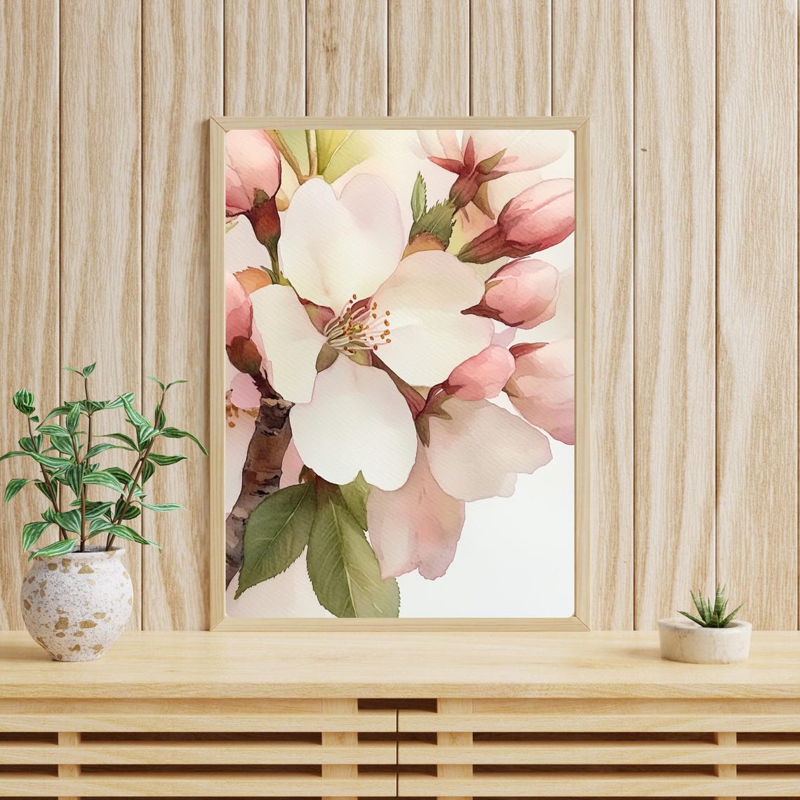 Pink Cherry Blossom Branch Watercolor Botanical Floral Poster - Image 4
