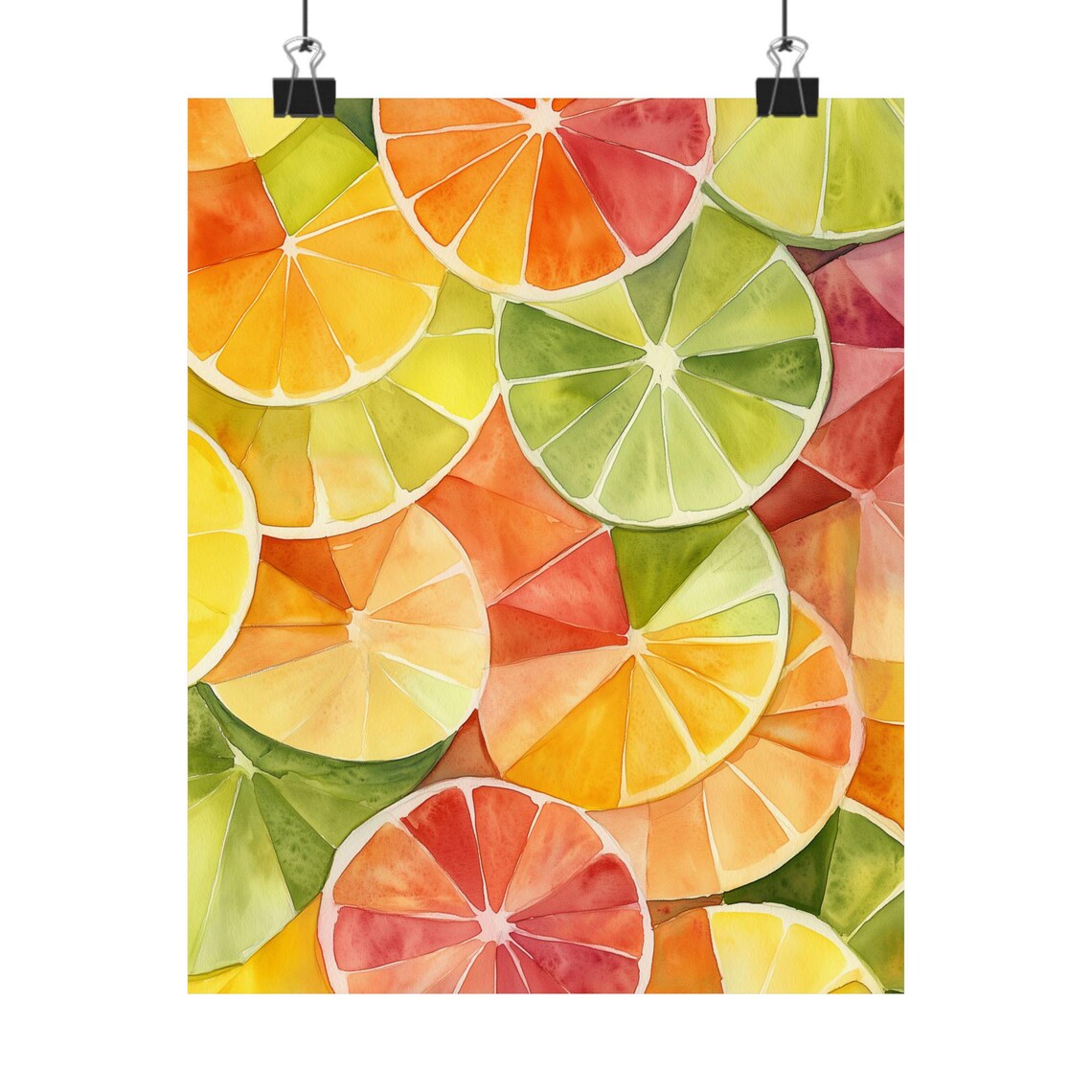 Sliced Citrus Art Print Colorful Fruit Watercolor Abstract Kitchen Decor Modern Food Wall Art Citrus Wheel Painting