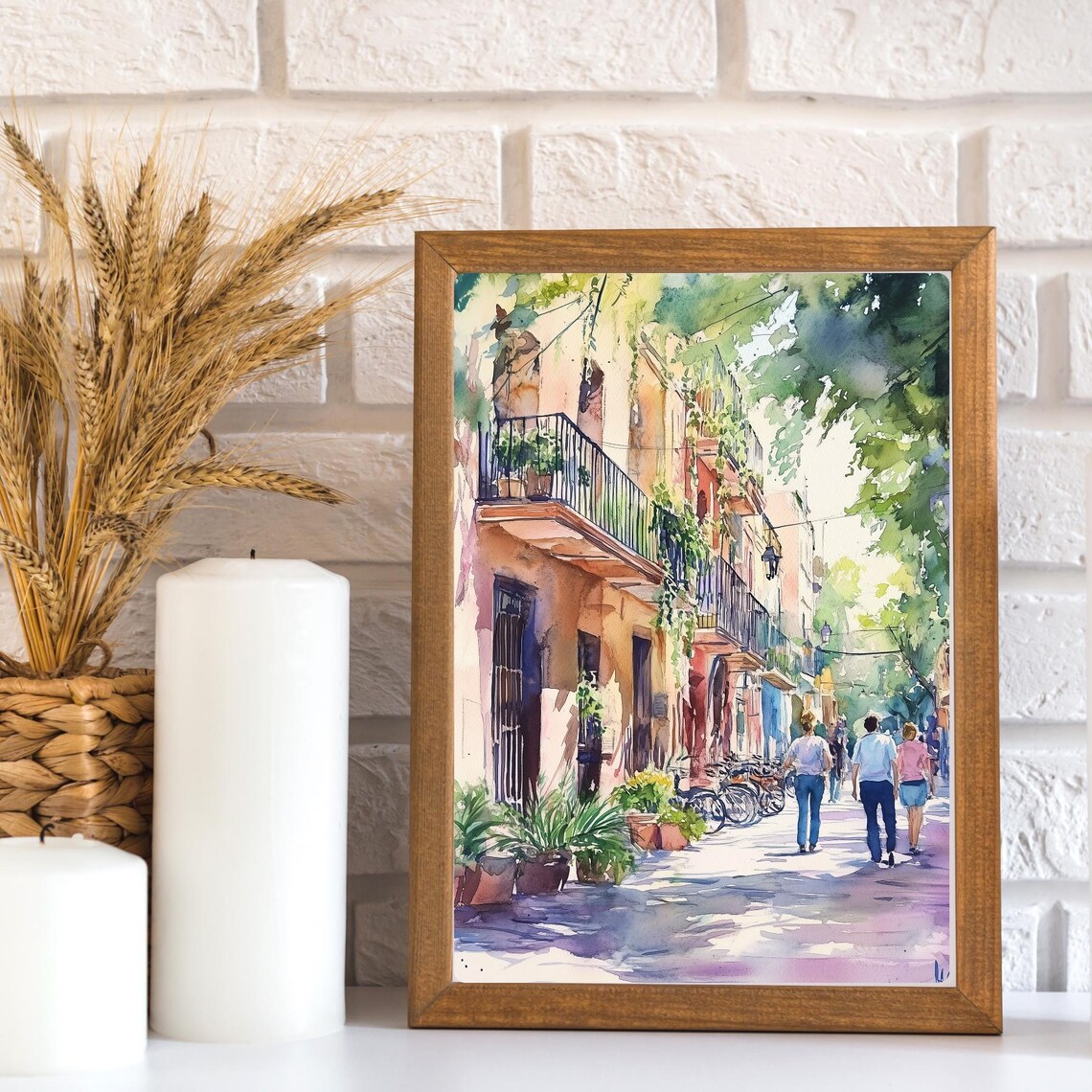 Roma Norte Mexico City Street Balconies Bicycles Watercolor Poster - Image 3