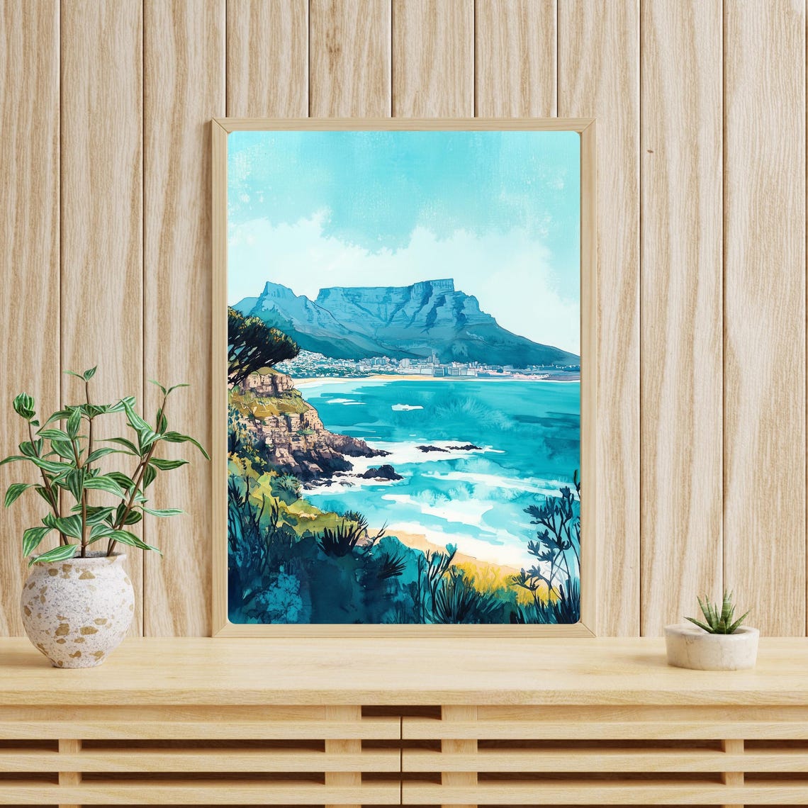 Table Mountain Cape Town Turquoise Bay South Africa Travel Poster - Image 2
