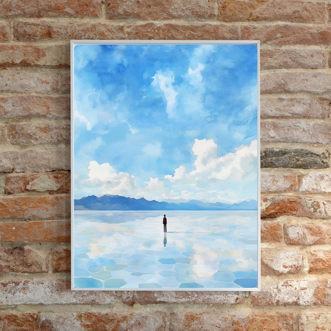 Salar de Uyuni Lone Figure Mirror Reflection Minimalist Poster - Image 5