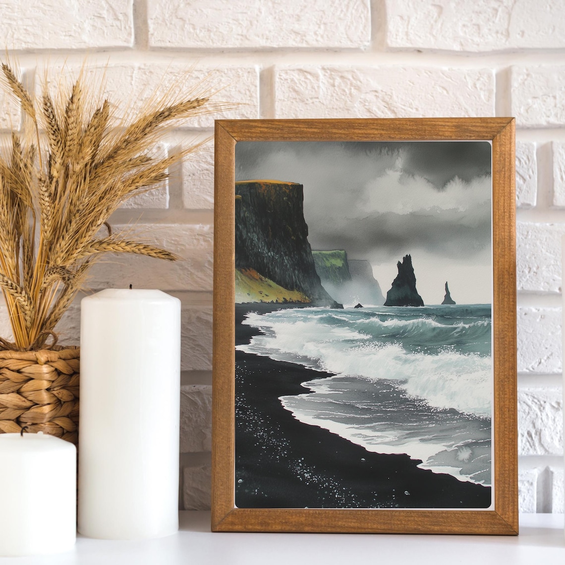 Iceland Black Sand Beach Coastal Seascape Art Print - Image 3