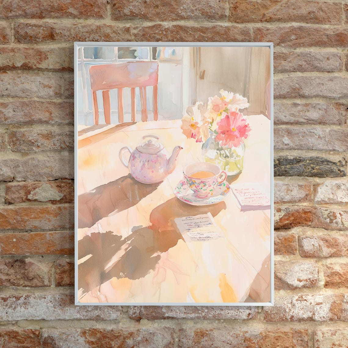 Delicate Floral Teapot and Teacup Set in Soft Morning Light Poster - Image 6