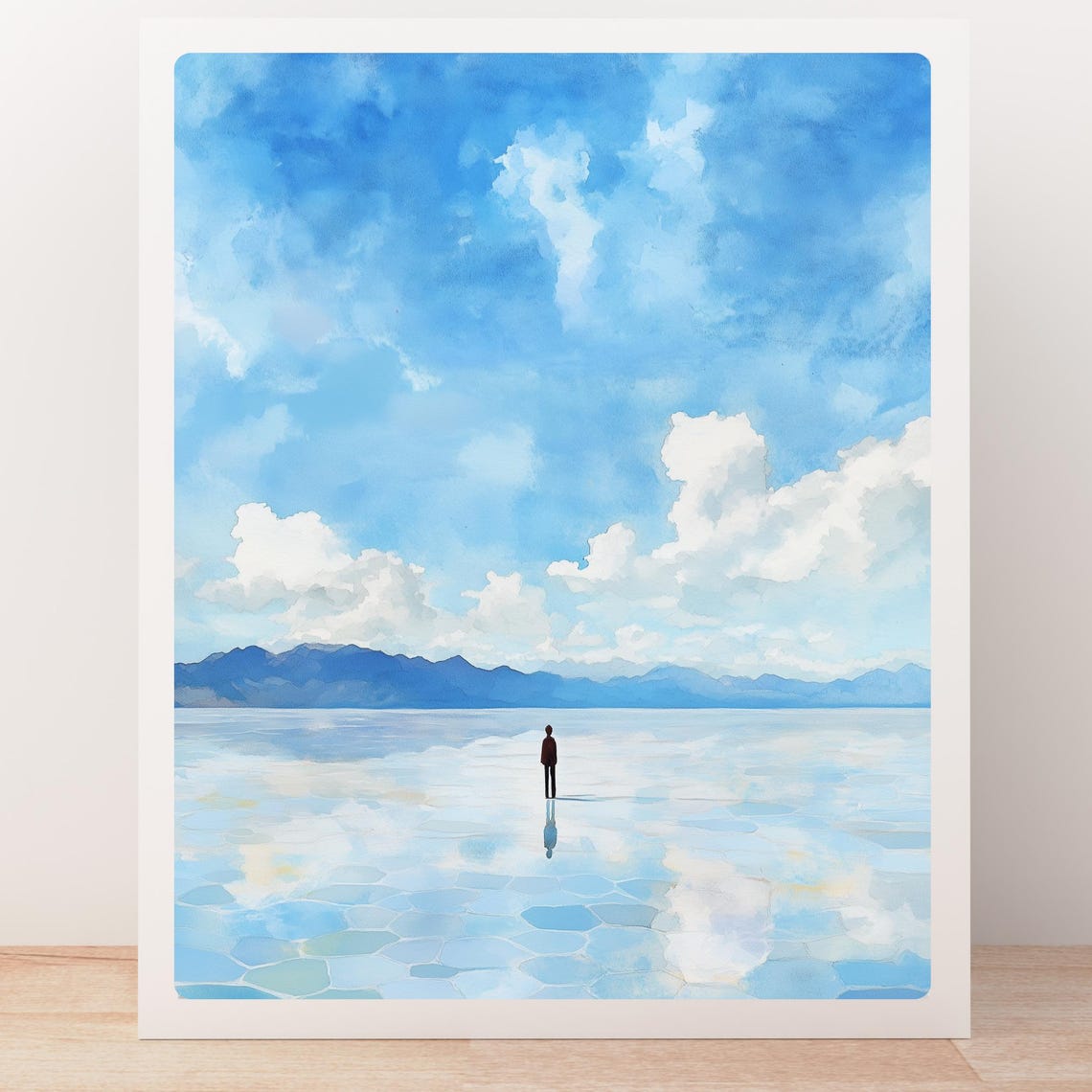 Salar de Uyuni Lone Figure Mirror Reflection Minimalist Poster - Image 4