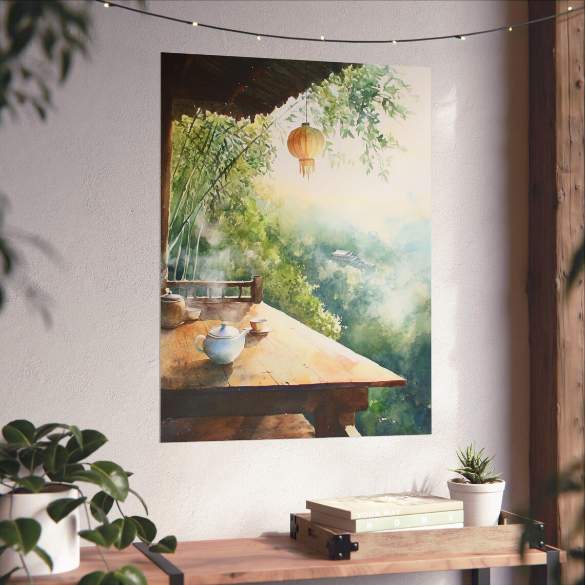 Rural China Teahouse Watercolor Travel Poster - Image 6