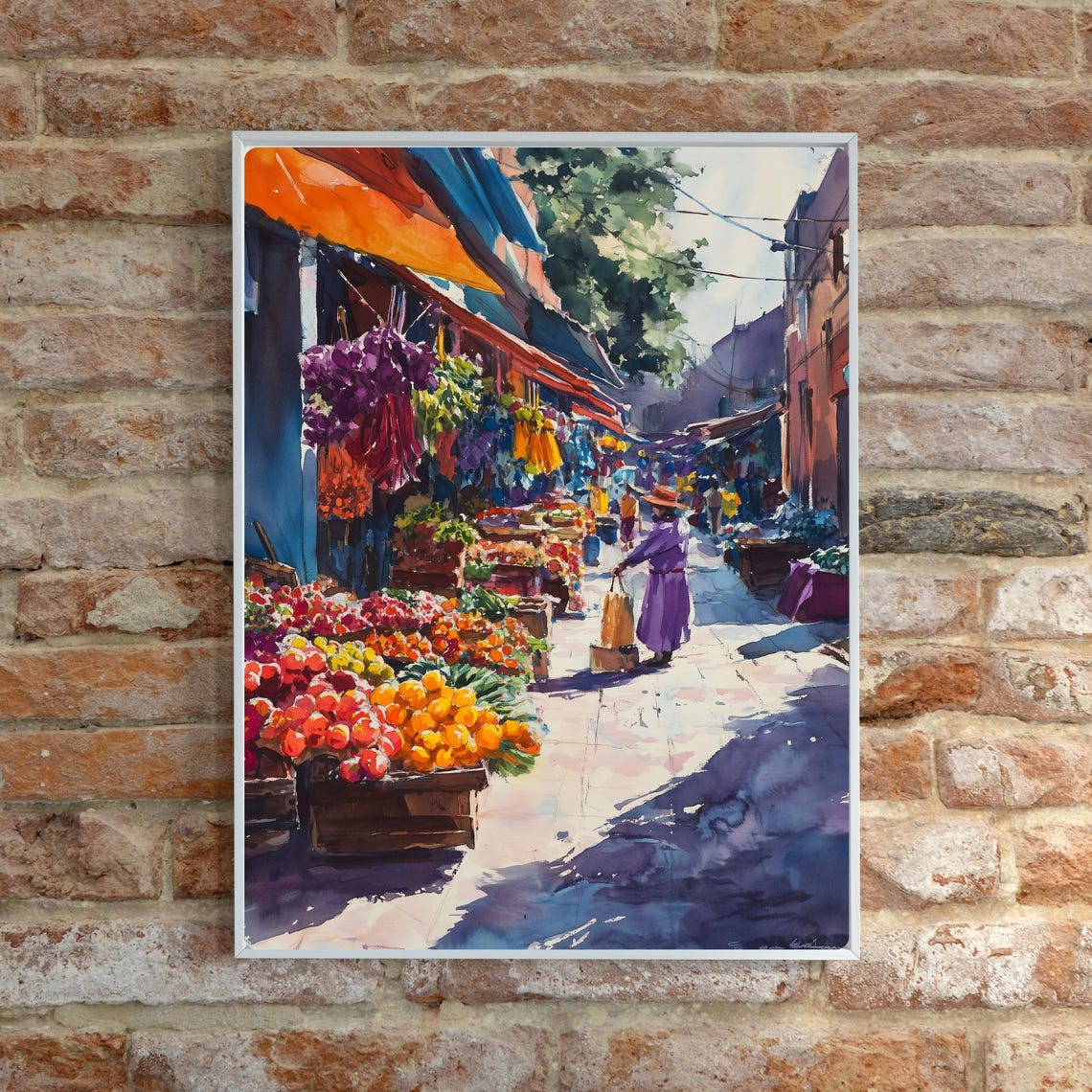 Coyoacan Mexico Morning Market Colorful Fruit Street Scene Poster - Image 6