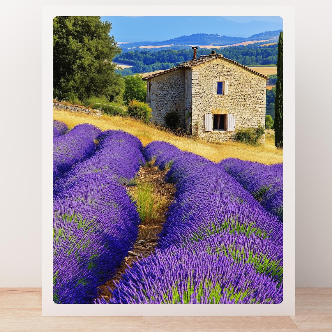 Stone Farmhouse with Lavender Rows Provence Countryside Poster - Image 4
