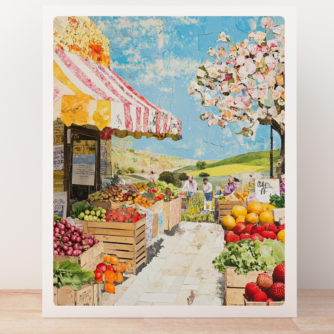 Country Farmers Market Produce Stand Summer Collage Art Print - Image 4
