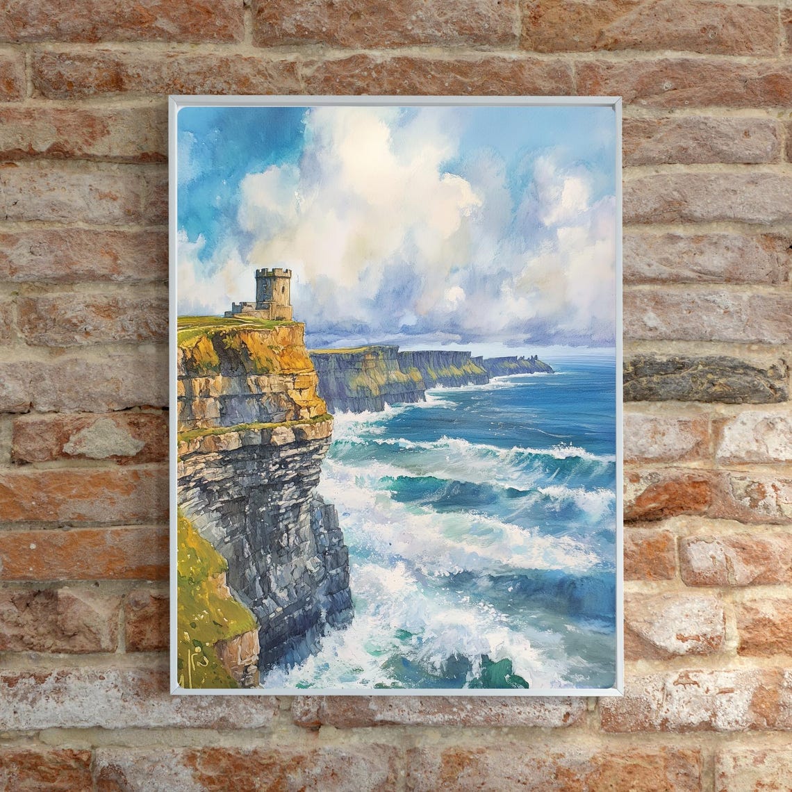 Cliffs of Moher Tower Overlooking Atlantic Ocean Waves Poster - Image 6