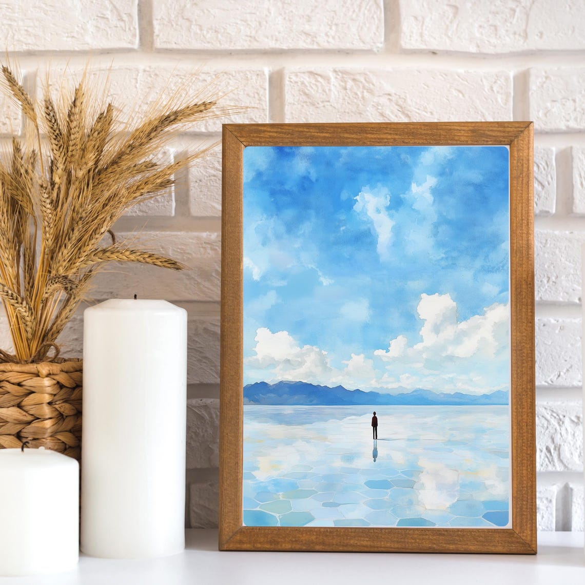 Salar de Uyuni Lone Figure Mirror Reflection Minimalist Poster - Image 2