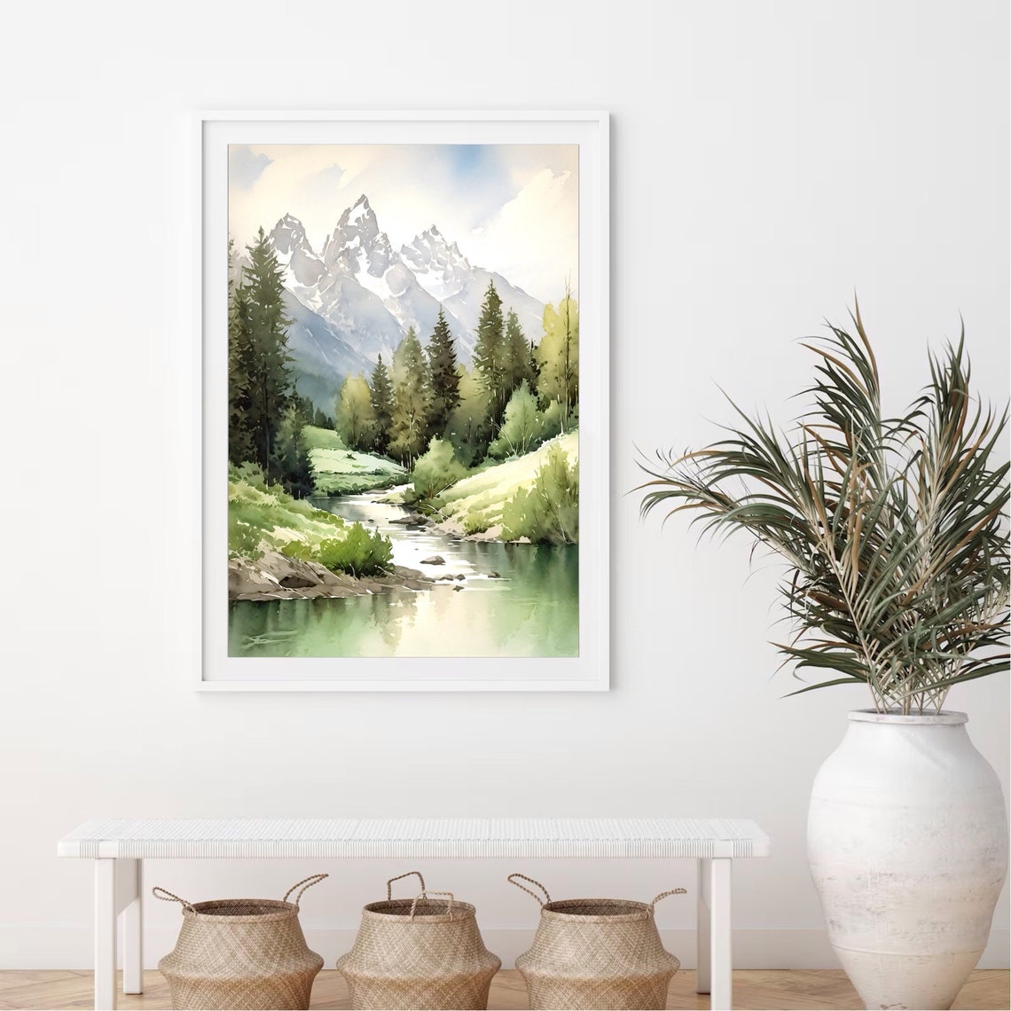 Grand Teton Art Print Grand Tetons National Park Watercolor Print Mountain Wall Art National Park Art Mountain Print Home Decor Gift - Image 3