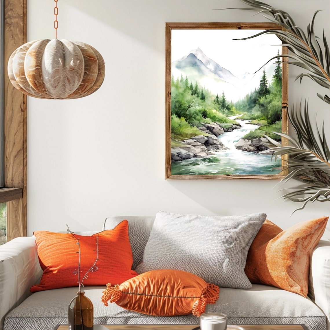 Mountain River Watercolor Painting Print - Image 2