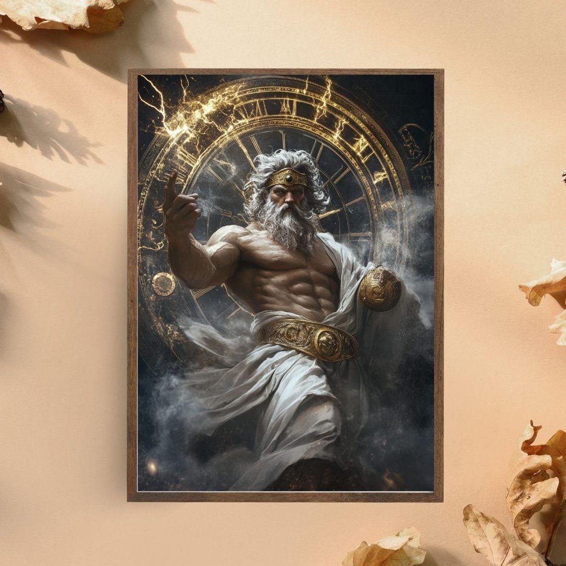 Zeus Greek God Of Thunder With Lightning Powerful Mythology Poster