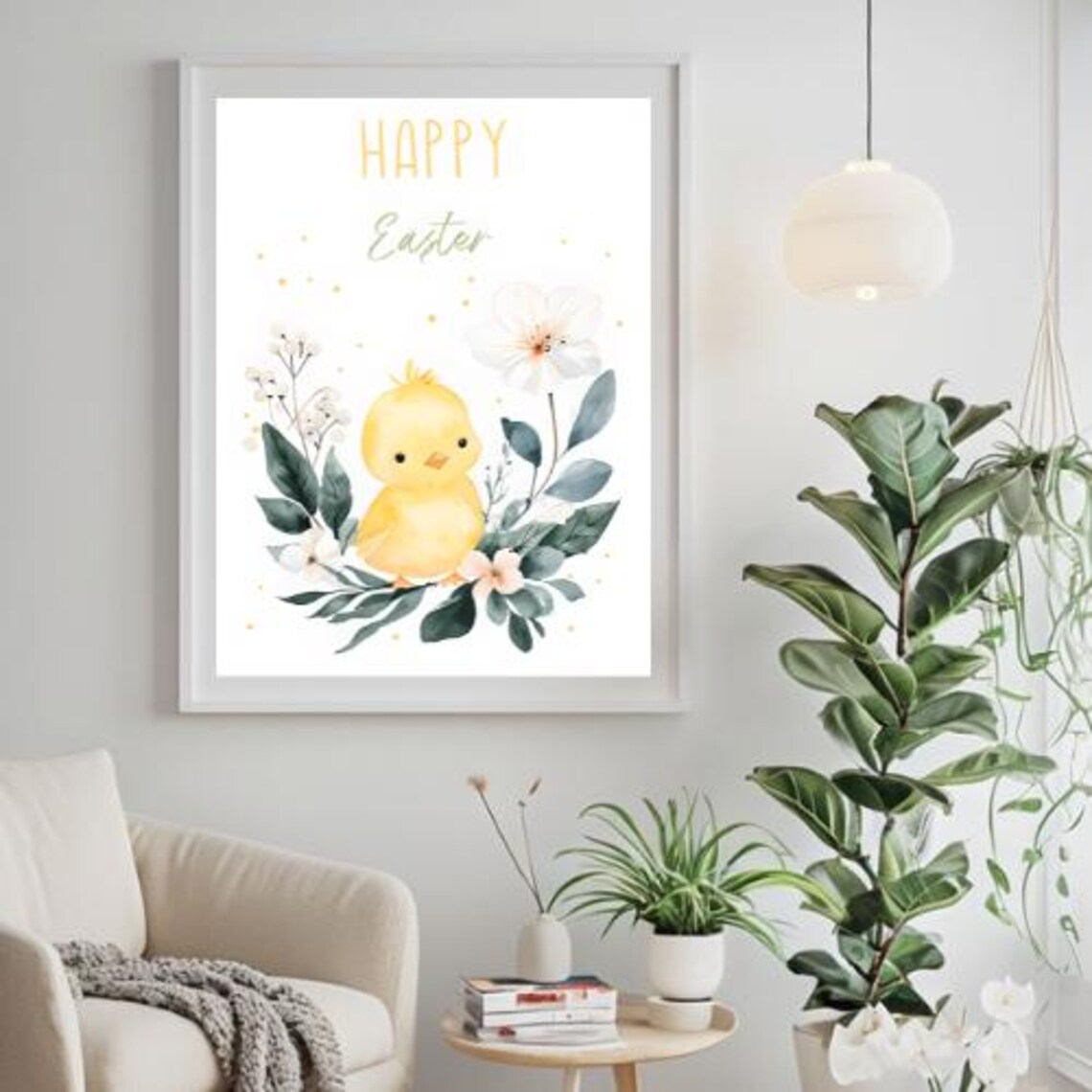 Easter Chick Floral Decor, Spring Kids Room Art - Image 3