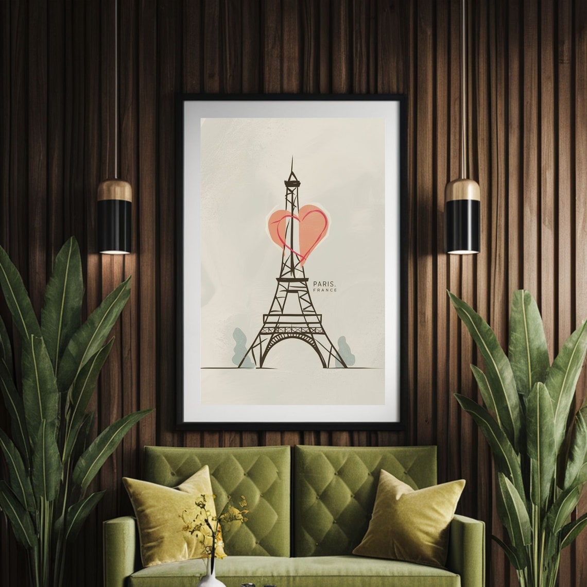 Eiffel Tower With Pink Heart Romantic Paris France Art Poster