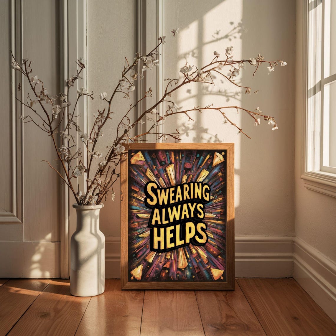 Swearing Always Helps Bold Retro Comic Style Funny Quote Poster - Image 4