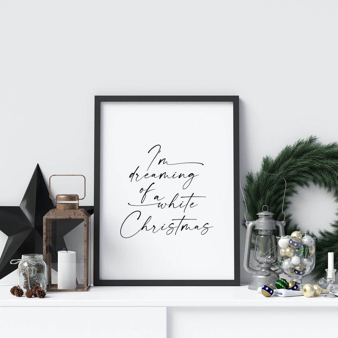 I Am Dreaming of a White Christmas Script Holiday Sign Wall Print - Image 5