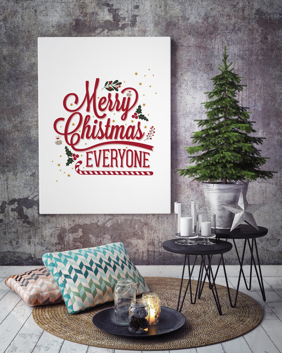 Merry Christmas Everyone Hand Lettered Red Script Holiday Poster - Image 2