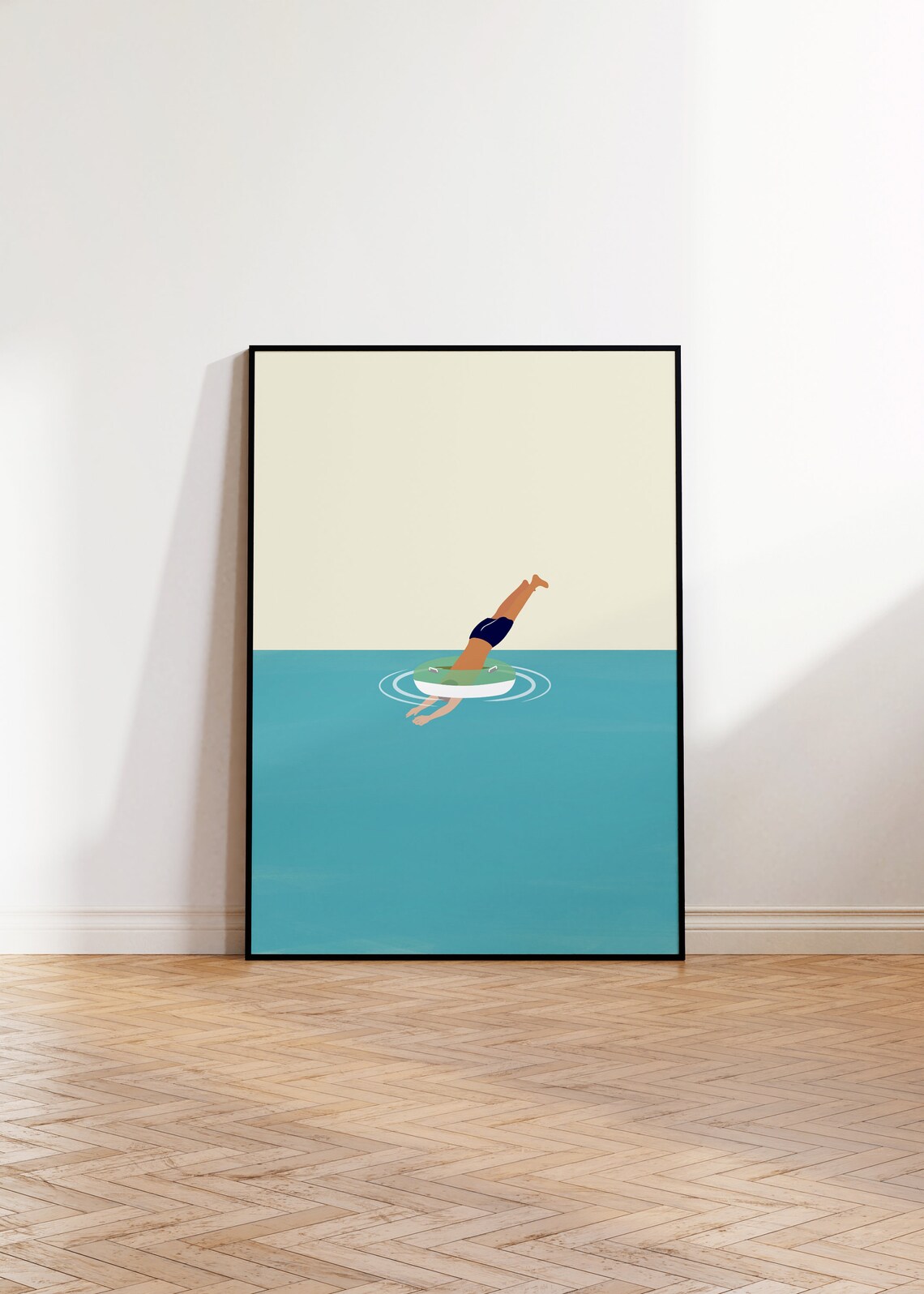 Minimalist Swimming Pool Jumping Tube Art Print - Image 3