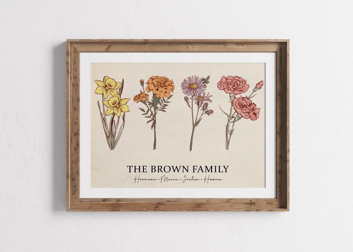 Family Birth Flower Garden Art Print, Personalized Gift - Image 3