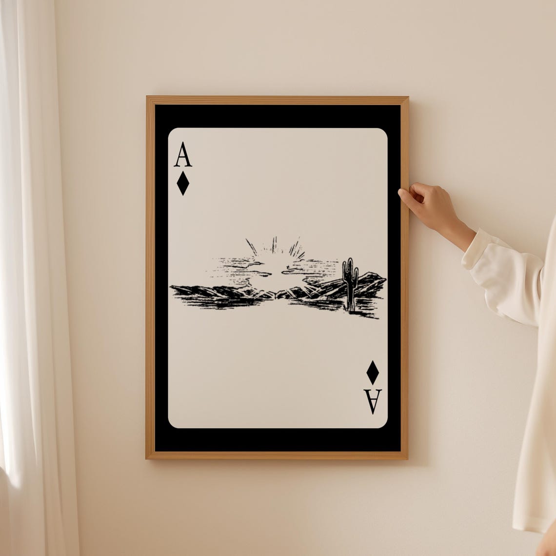 Ace Of Diamonds Western Desert Cactus Playing Card Art Poster