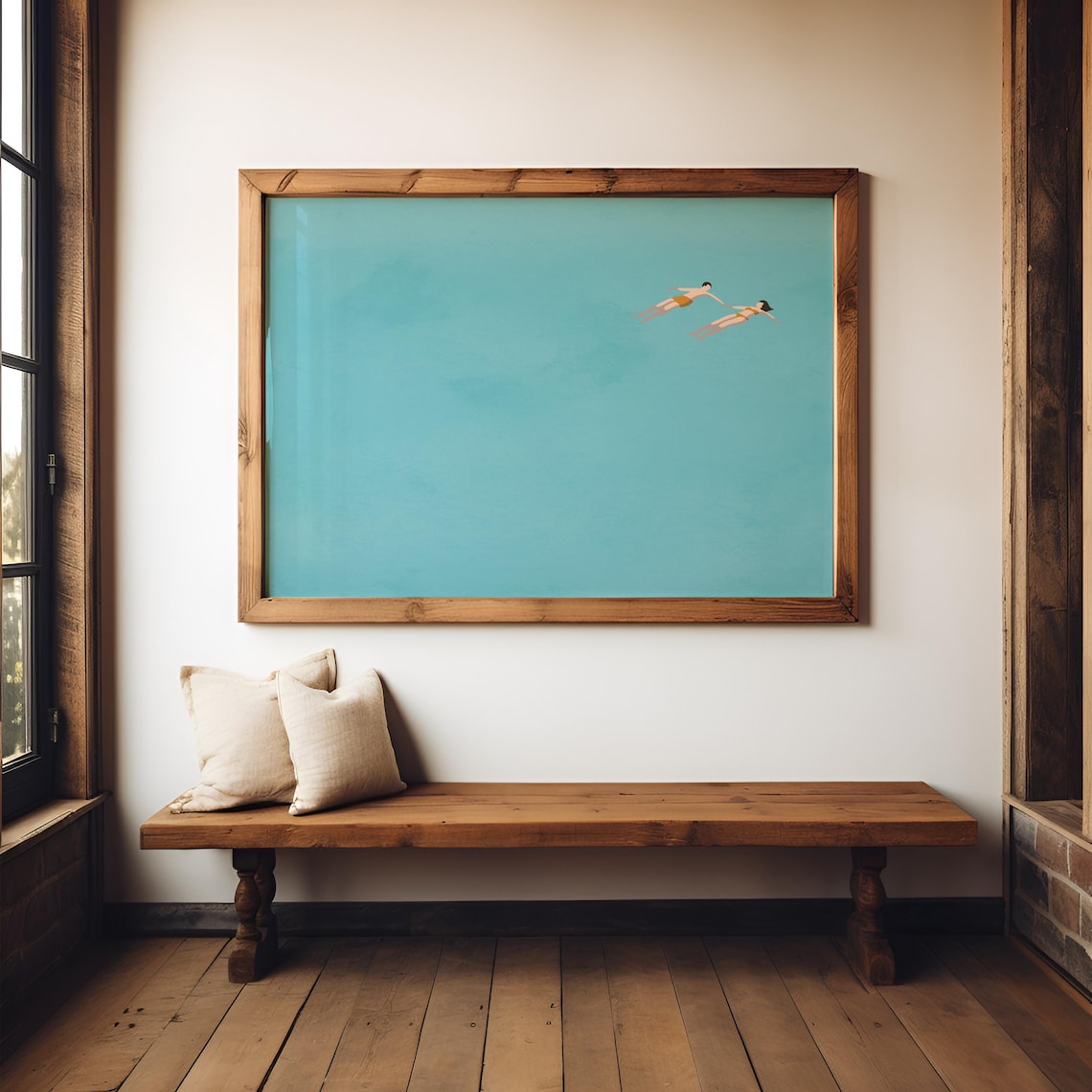 Man And Woman Floating In Pool Art Print - Image 2