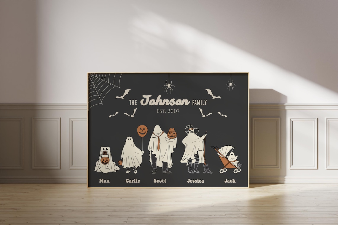 Halloween Ghost Family Portrait Personalized Art Print - Image 2
