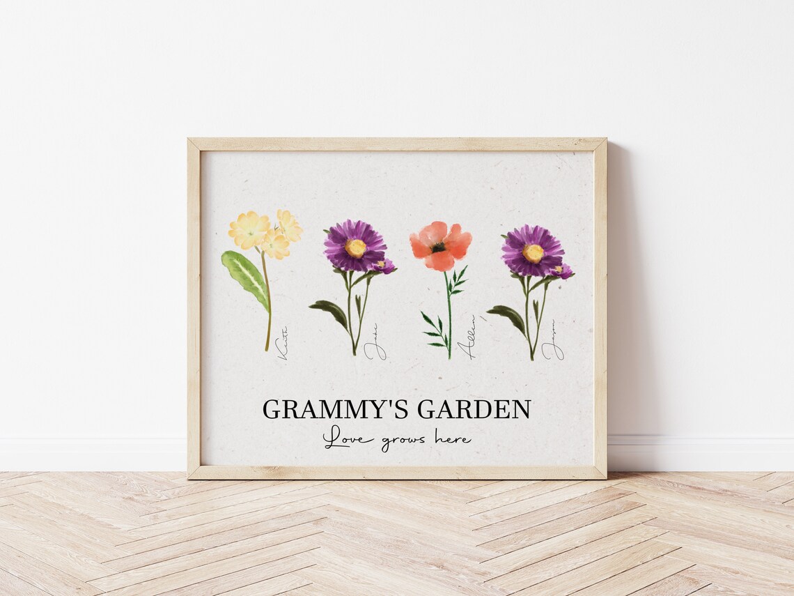 Custom Order Family Birth Month Watercolor Flowers - Image 4