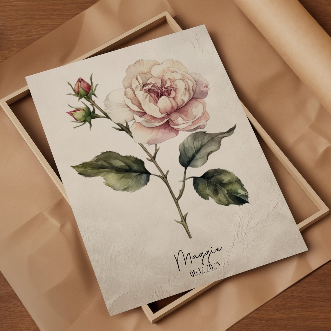 Hannah Personalized White Daisy Botanical Vintage Floral Poster - Image 4