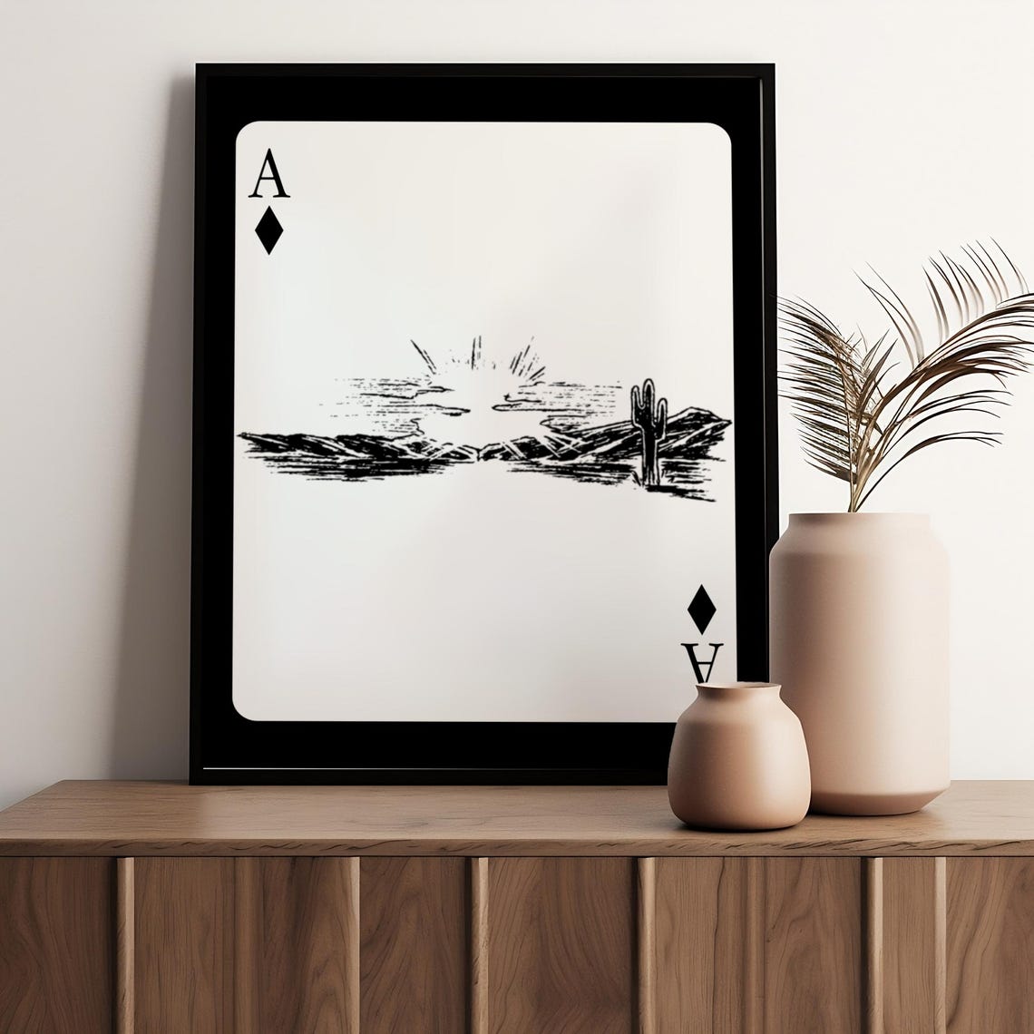 Ace Of Diamonds Western Desert Cactus Playing Card Art Poster - Image 2
