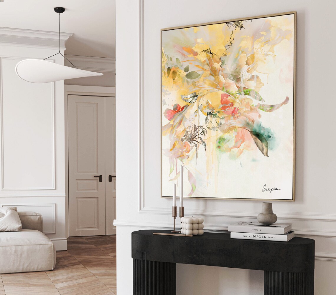 Gold Yellow Minimalist Abstract Watercolor Art Print - Image 2