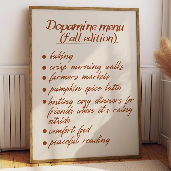 Dopamine Menu Fall Edition Handwritten Poster for Cozy Autumn Living