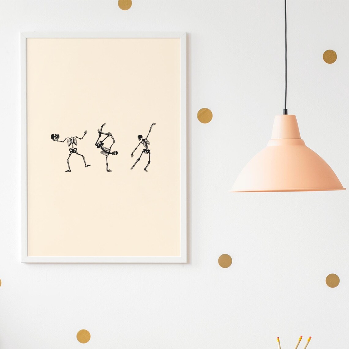 Dancing Skeletons Vintage Minimalist Funny Halloween Party Poster