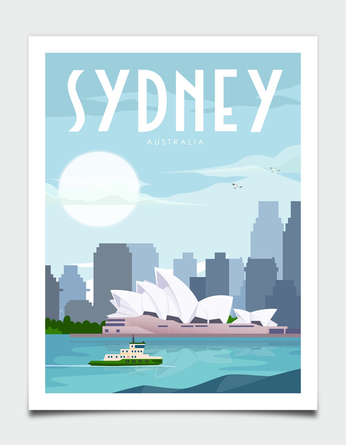Sydney Australia Opera House Harbour Ferry Retro Travel Poster - Image 4