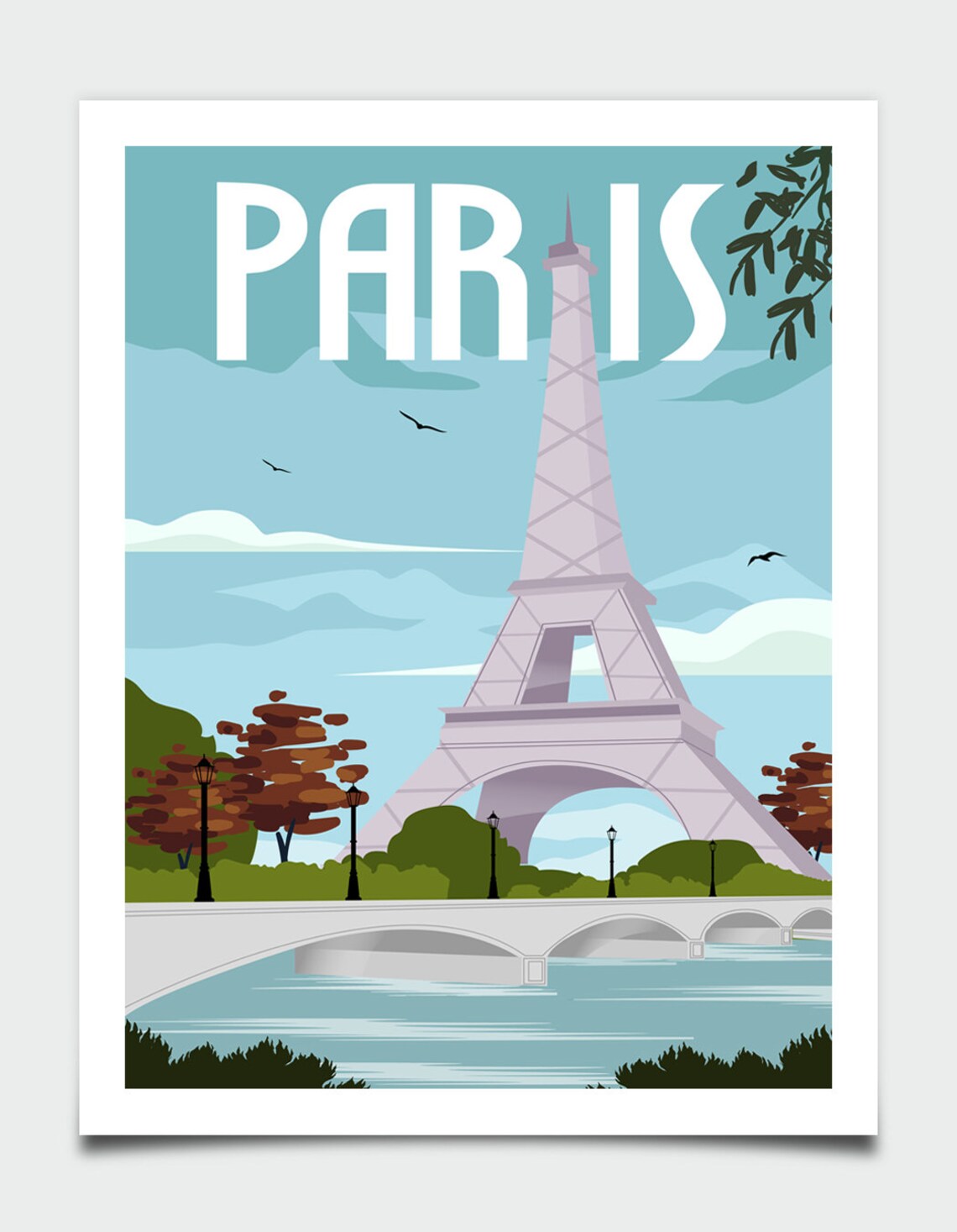 Paris Travel Poster, Retro Eiffel Tower Art Print - Image 4